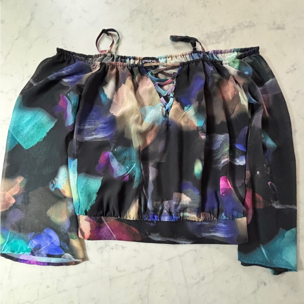 Bebe Multicolor Off-Shoulder Top